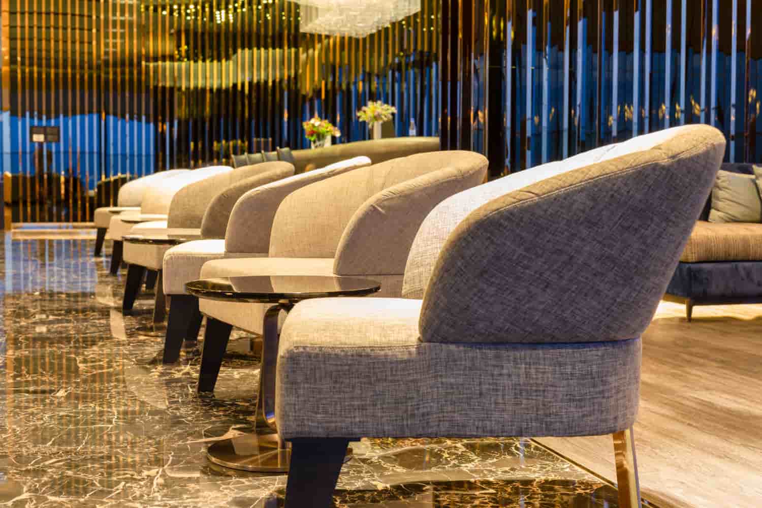 Modern lounge chairs in elegant setting