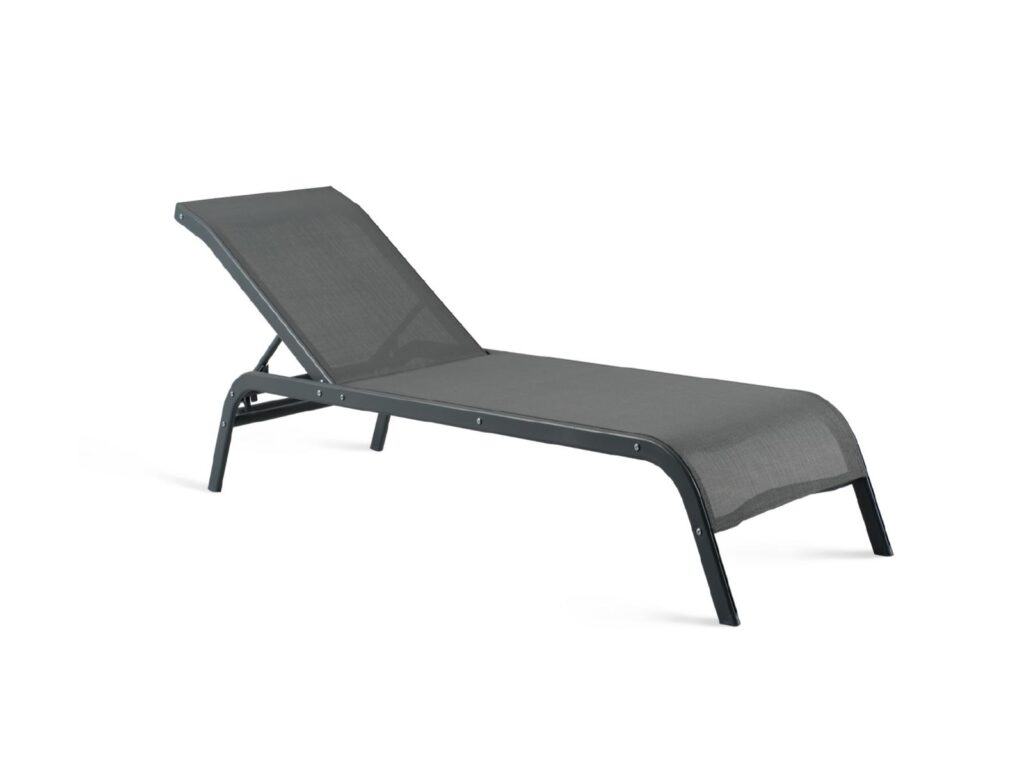 Outdoor sun lounger for hotel pool and resort projects with adjustable backrest and aluminum frame