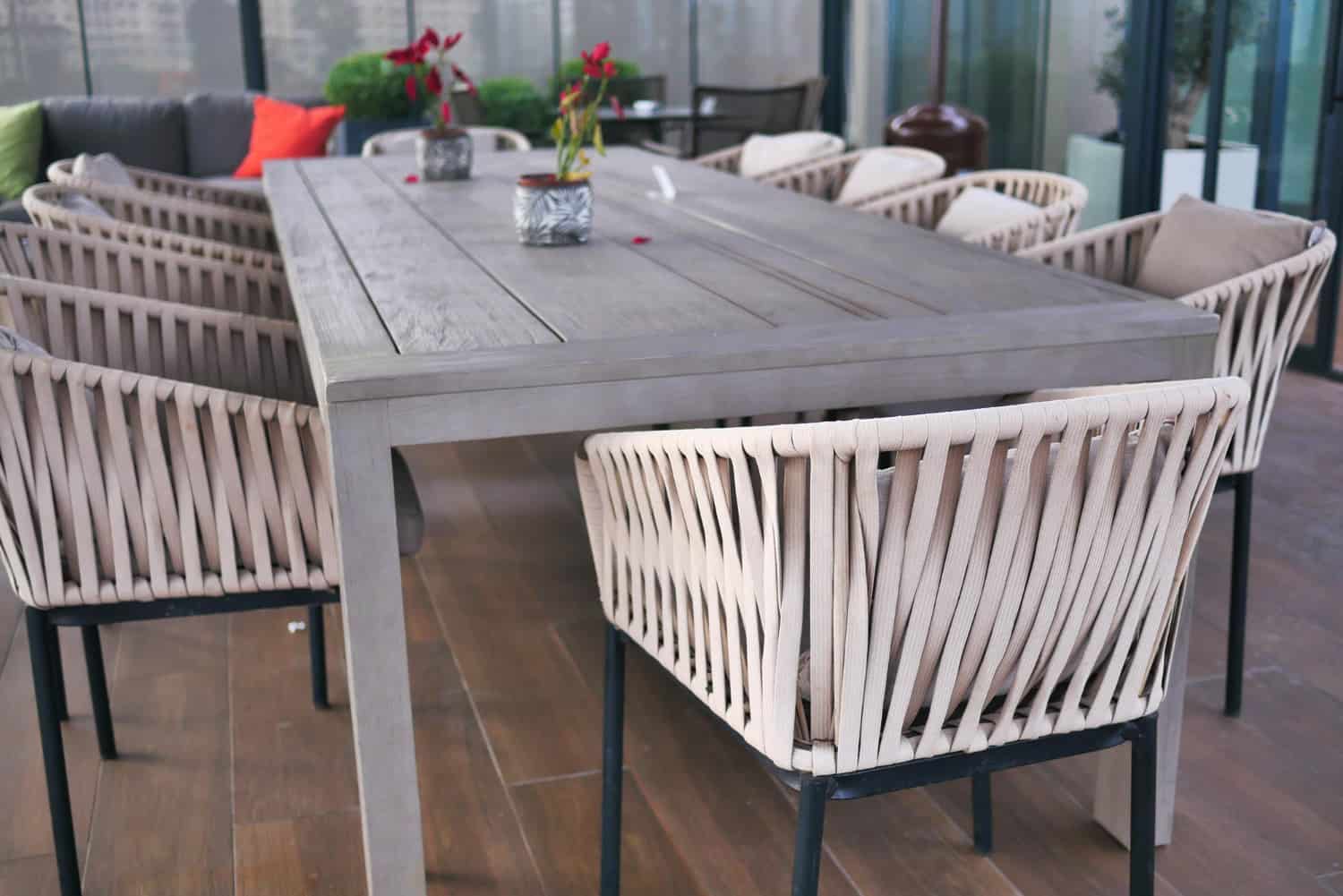 Modern dining table with stylish chairs