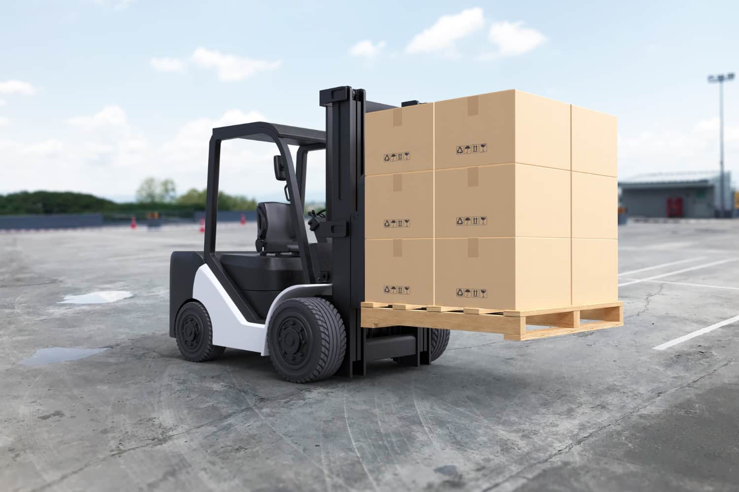furniture export packaging pallet loading forklift handling boxed goods