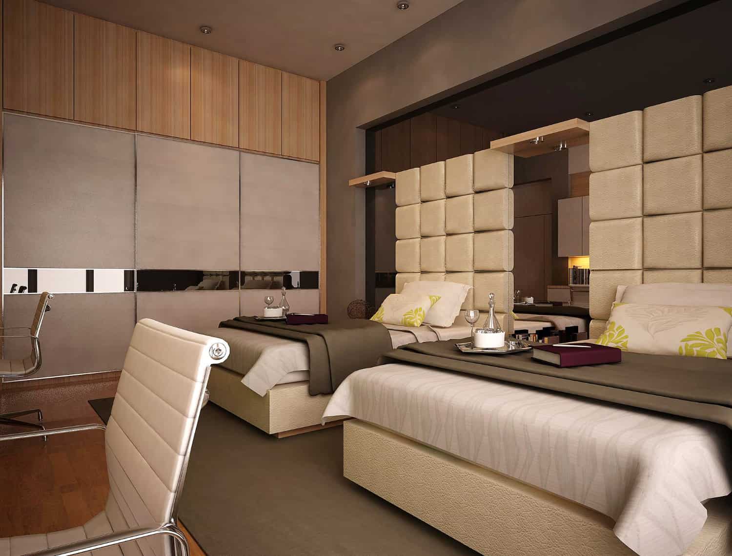 hotel furniture design planning ghana guest room layout with custom headboard and integrated furniture