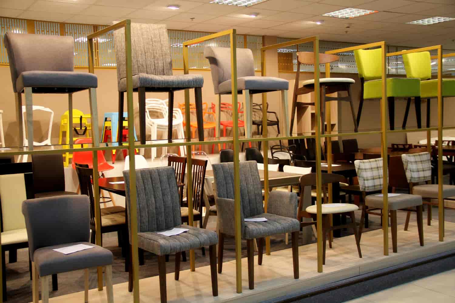 restaurant furniture supplier for Ghana projects showroom with dining chairs and seating options